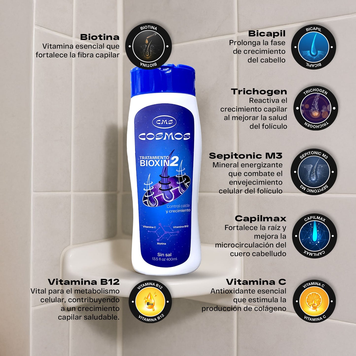 Tratamiento Anticaída Femenino CMS Cosmos Bioxin 2 PAGA 2 LLEVA 3